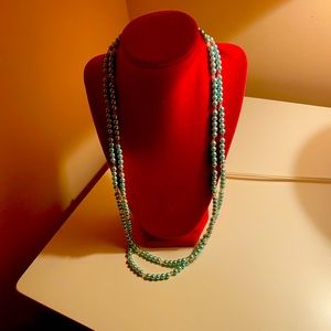 Turquoise bead necklace with clear glass beads